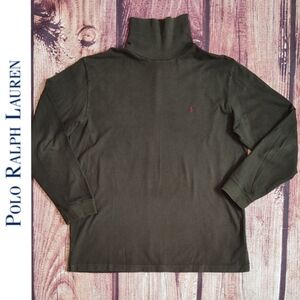 Vtg POLO by Ralph Lauren Olive Green Heavy Pima Cotton Turtle Neck